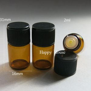 Wholesale sample vial use for sale - Group buy 1000 X ml Portable Mini Amber Glass Bottle With Plastic Cap Insert cc Brown Glass Sample Vials For Essential Oil Use