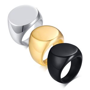 Free Engraving 20mm Blank Round Face Customized Rings in Stainless Steel - Silver, Gold, Black