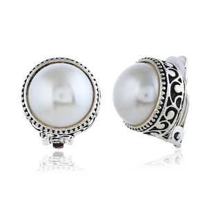 Vintage pärlor öron manschett vit och svart pärla koppar kvinnor örhängen 12pairs / lot smycken gåva