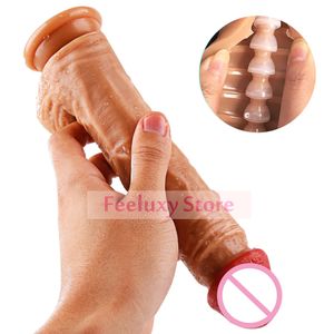 Sensazione della pelle realistico Dildo con chiglia reale morbido pene Dong per le donne Masturbatore G Spot giocattoli del sesso Ventosa Dildo Y200410
