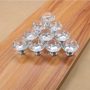 30mm Glass Cabinet Knob Drawer Shiny Polished Chrome Pull Handle Kitchen Door Wardrobe Hardware Used For Chest Bin Dresser