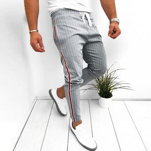 Check Trousers For Men men's Sweatpants Joggers Striped Patchwork Casual Drawstring Sweatpant Trouser Long Pants Casual Trousers T200104