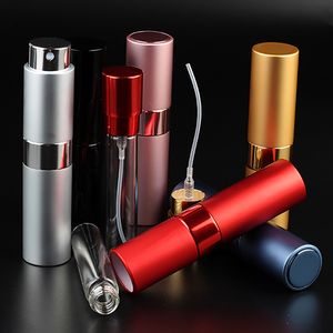 8ml bärbar teleskopisk roterande sprayflaska aluminiumoxid parfym Tom flaskavfymdiffusor Makeup atommizer Spray Bottlingrör BH2180 CY