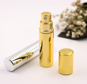 Brilliant Gold Silver 5ml Refillable Portable Mini perfume bottle &Traveler Aluminum Spray Atomizer Empty