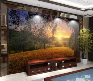 Phone 3d Wallpaper HD Outdoor France Sunrise Big Tree Indoor TV Background Wall Decoration Mural Wallpaper