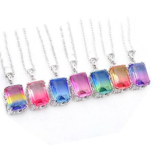 Mixed Watermelon Tourmaline Pendants Silver 925 Halsband Pendants Kvinnor Eleganta Snygga Smycken Ny