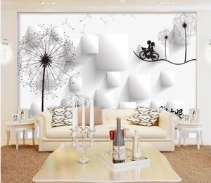 3d wall murals wallpaper Three-dimensional square 3d hand painted dandelion wallpapers background wall painting