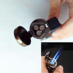 Mini Metal Windproof Refilleable Lighter Gás Butano 3 Jet Flame Torch Tocha De Camping Tocha Lighte Cor Aleatória Cigarro De Cigarro Isqueiro