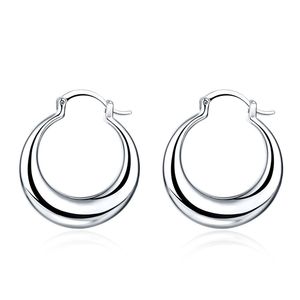 Plated sterling silver Crescent earrings DASE77 size 3.0CM*2.7CM;Brand new women's 925 silver plate Hoop & Huggie jewelry earring