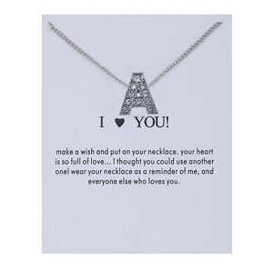 2019 Design Initial Letters Crystal Silver Necklace Women Sweater Chain Best Friends Gift Jewelry Free Shipping