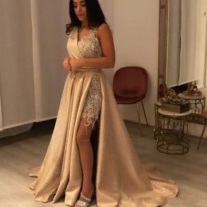 Formal Evening Dresses 2020 V Neck Applique Beaded robe de soiree Formal Prom Dress 2020 Party Gowns for Women