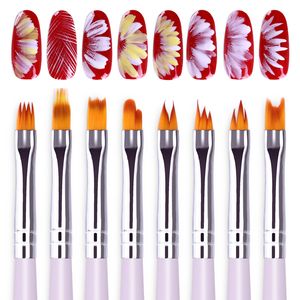 NAB001 8 teile/satz Nail art Französisch Pinsel Lächeln Halbmond Form DIY PRESSE Blütenblatt Blume Gradienten Verblassen Farbe Malerei Zeichnung stift PINSEL