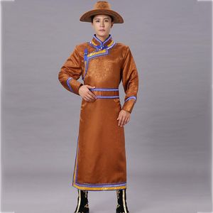 Mongoliet Robe Asien Kostym Traditionell etnisk Kläder Mongolisk Outfit National Man Gown Festival Performance Stage Wear