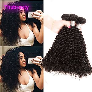 Brazilian Virgin Human Hair 3 Bundles Kinky Curly Double Hair Wefts 95-100g/pc Extensions Kinky Curly Natural Color