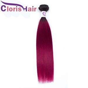 Dwa Tone Red Malaysian Virgin Human Hair Weave 3 Wiązki Pre-Colored 1B Burgundy Straight Ombre Extensions 12-24 