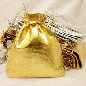 Geschenktüten aus Metallfolie, Stoffbeutel, Partybevorzugung, Weihnachtsbaumschmuck, Hängetaschen, Gold/Silber