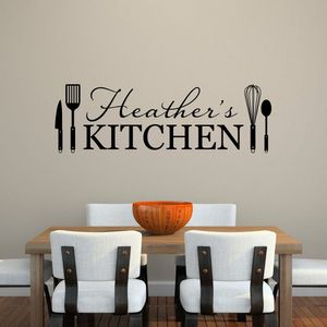 Della decorazione della parete della cucina Sticker murale nome personalizzato su vinile Stickers Utensili da cucina smontabile Adesivi impermeabile decorativo