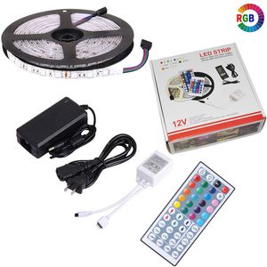 Fita LED DC 12V fita Diode flexível fita SMD 5050 RGB 24Key 44Key Full Set Poder IP65 IP20 5M Lighting