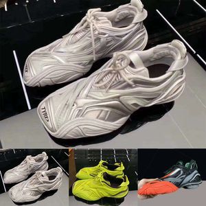 20ss New Designer Tyrex Sneaker för män Kvinnor i silvermesh Fyrkantig böjd tå Track Triple S Herr Designersko Sneakers Fluo Yellow