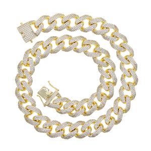 2020 new arrived 15mm Iced out Bling gold sliver color Miami Cuban Link Chain Necklace Men hip hop punk Necklace Jewlery