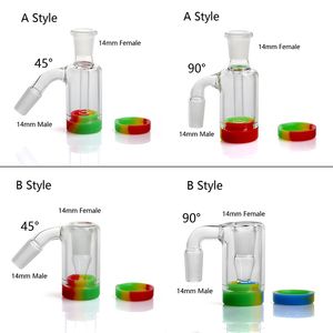 Cam Kül Catcher ile Silikon Konteyner Reclaimer 14mm 18mm Cam Bong Kül yakalayıcılar İçin Kuvars Banger Cam Suyu Bong Dab Rig