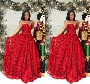 Red Lace Beaded Elegant Formal Evening Dresses 2021 Strapless Open Back Ruched Red Carpet Dress Prom Dresses Long Cheap Formal Gowns