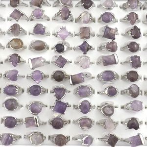 Natural Amethyst Stone Rings Gemstone Jewelry Women's Ring Bague 50pcs Valentine's Day Gift