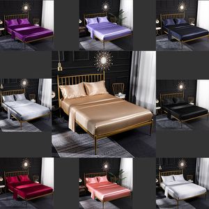 Designer quilt säng täcker extra stora lyxiga sängkläder set fyra-stycken uppsättning hem tetiles levererar europeisk och amerikansk is silk satin färg b