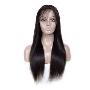 Brazilian Virgin Front Straight Human 10-30inch Lace Wigs Natural Color With Baby Hair
