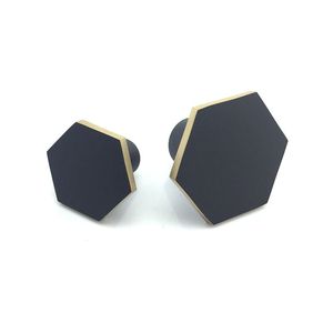 Hexagon Brass Kitchen Cabinet Knobs and Pulls Matte Black Drawer Dresser Cupboard Wardrobe Knobs Handles Hardware