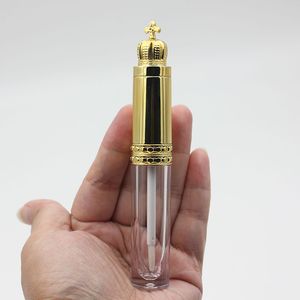 8 ml de lábios vazios DIY Recipientes de garrafas de brilho compõem a ferramenta Cosmética Gold Crown Plástico Tubos de gloss