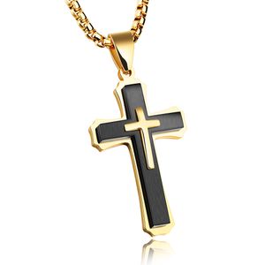 Drei Schichten Kreuz Anhänger Halskette klassische Herren hochwertige 316L Edelstahl Titan Stahl Anhänger christlichen Schmuck