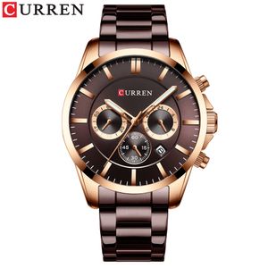 Reloj Hombres Luxury Brand Curren Quartz Chrongopraph Watches Men Causal Clock Stainless Steel Band Watch Auto Date2735