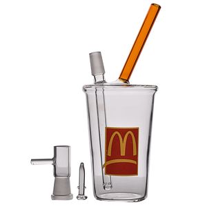 Minibägare Bong McDonald Cup Bubblar Vattenpong Tjock glas Bong Vattenpipor Oljeriggar Vattenpipa med 14 mm 8,1 tum