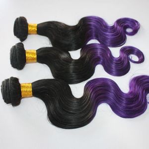 ombre blue Brazilian Hair Body wave Two Tone Ombre Brazilian Hair Wefts 1B blue Human Hair Weave Extensions 300g bundle free shipping