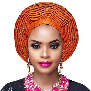 Aso oke headtie gele nigeriano headtie africano auto gele feminino cabeça envoltório senhora turbante para casamento