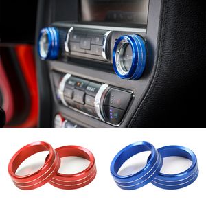 Car Air Conditioner Conditioning Switch Decoration Ring Aluminum Alloy For Ford Mustang 2015+ Auto Styling Interior Accessories