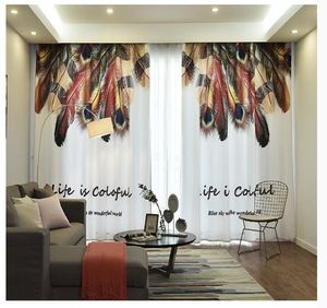 Feather lace curtains Semi-transparent light yarn double curtain Living Room Floating Window Treatments Nordic Bedroom Pastoral Gauze