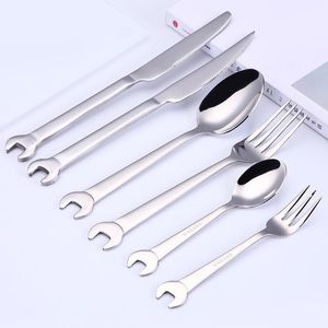 Wrench Stainless Steel Flatware Set Dinnerware Knife Fork Spoon Creative Kitchen tools 6pcs set