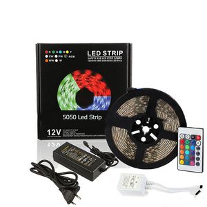 RGB 5050 LED Strip 5m 300eds IP65 Wodoodporny Sufit światła DC12V 60EDS / M Taśma Wstążkowa LED z pilotem Strona główna Dekoracji Lampa