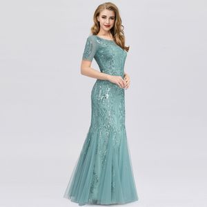 La sirena di cristallo di lusso Blush Tulle Prom Dresses del partito 2019 sexy champagne senza backless vestidos de festa paillettes paillettes abito da sera lungo abito