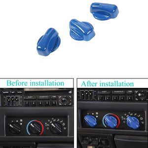 Decorazione del pulsante del condizionatore d'aria blu ABS per Jeep Wrangler TJ 1997-2006 Seconda generazione Presa di fabbrica Accessori interni auto