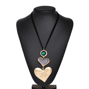 Mode kvinnor hjärta hängsmycke halsband rep kedja metall chokers valentines dag gåva kostym smycken för henne