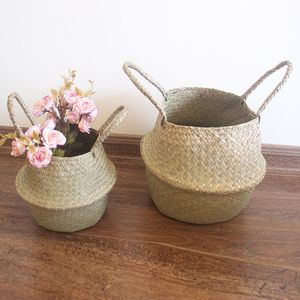 Organização de armazenamento em casa, vaso de flores dobráveis de planta de planta de planta à mão Natural Bouragrass Tercena de cesta de brinquedos cestas de armazenamento de lavanderia