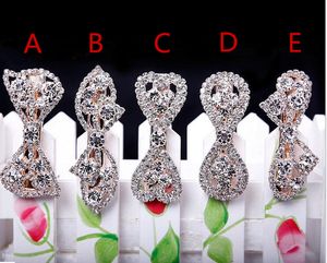 High Quailty Bridal Wedding Headpieces Bling Crystal Rhinestone Exquisite Hair Clip Hair Accessories Bow Silver Pleated For Women Girl Cheap