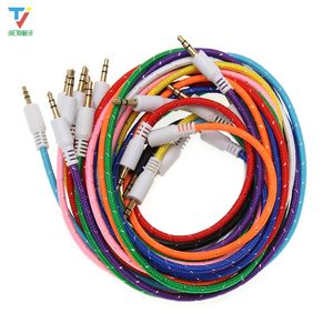 Gold Plated Braided Audio Auxiliary Cable 1m 3.5mm Wave AUX Extension Male to Male Stereo Car Nylon Cord Jack For Samsung phone PC MP3 Headp