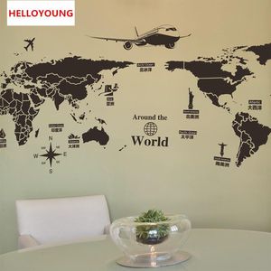 DIY Home Decorative Creative personality World Map Wall Stickers Bed Rooms Waterproof Wallpapers Mural All-match Style