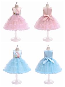 Abito unicorno per bambini con strato di torta di fiori senza maniche tutu per bambina gonne per bambini costume cosplay vestito per halloween natale