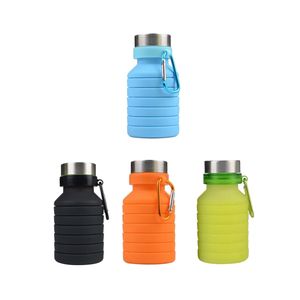 550ML Silicone Folding Water Bottle LeakProof Kettle Kitchen Portable Water Bottle Sports Tour Running Camping Drink Bottle BPA Free