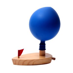 Balloon Powered Wooden Boat Toy Swimming Pool Kids Water Fun Toys Play Outdoor Baby Bath Toy Science and Education Toys